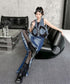 Mesh Denim Pants